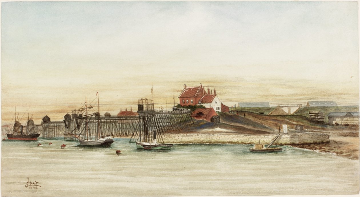 Whitehill Point on the Tyne (akvarel og kropsfarve på papir) af James Henry Cleet
