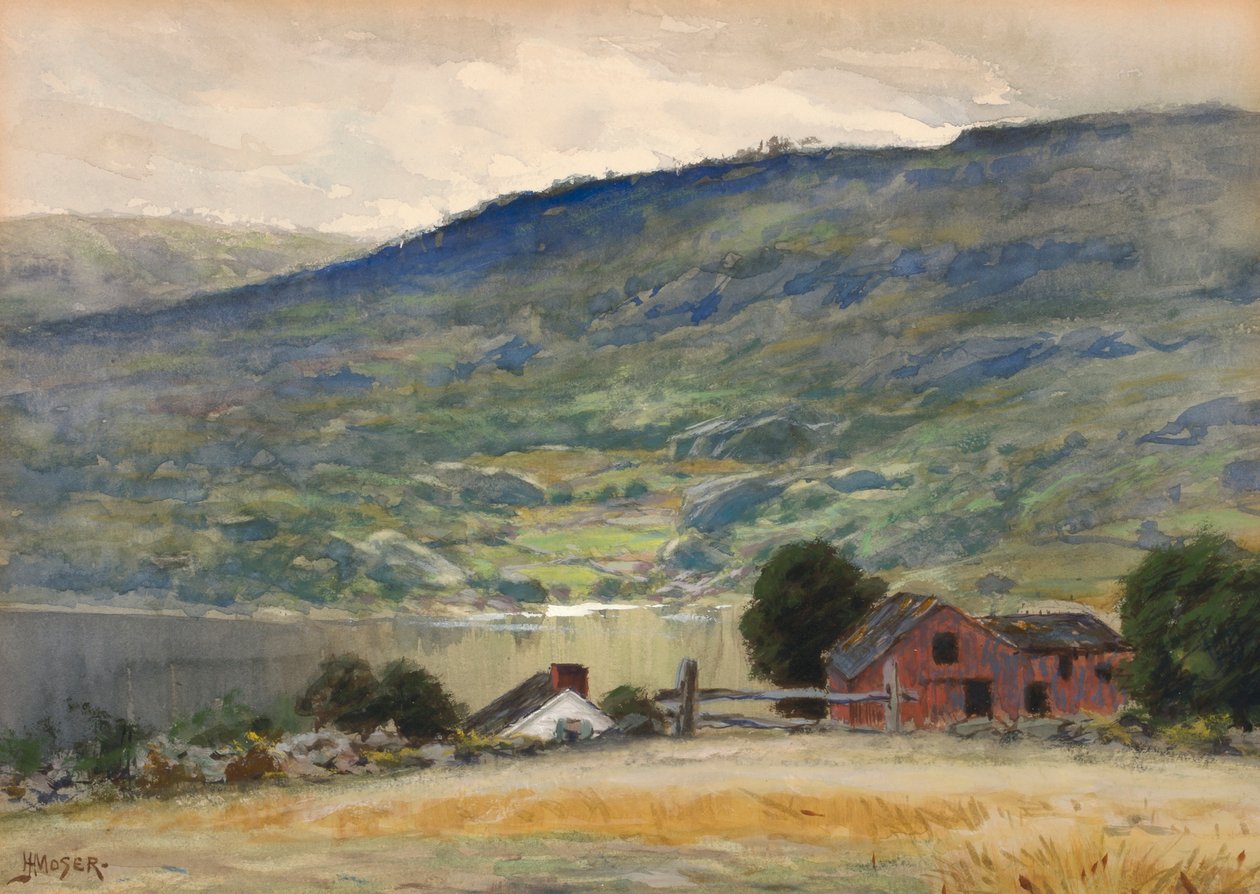 Hill and Lake, slutningen af det 19.-begyndelsen af det 20. århundrede. af James Henry Moser