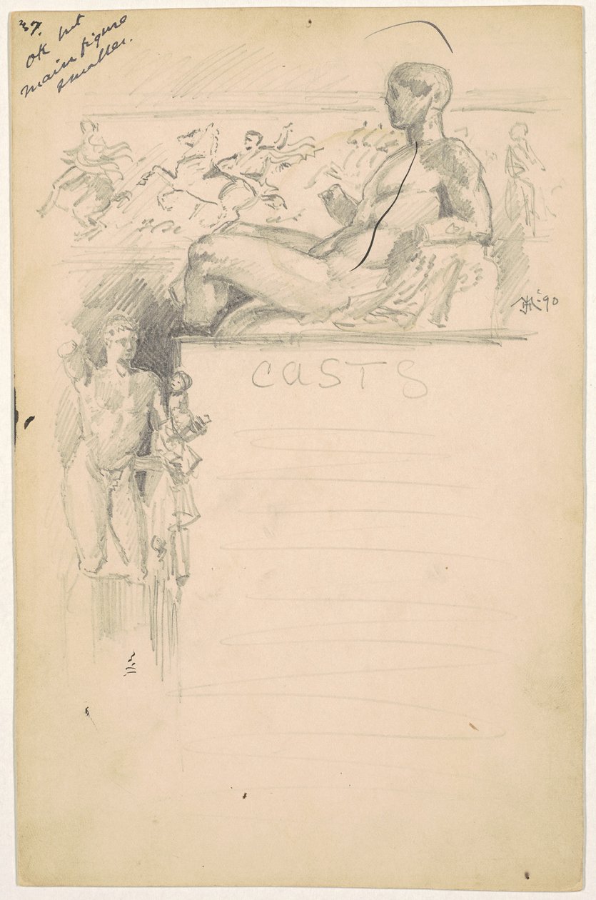 Undersøgelse til "Casts from Antique Sculpture: The Parthenon" af James Henry Moser