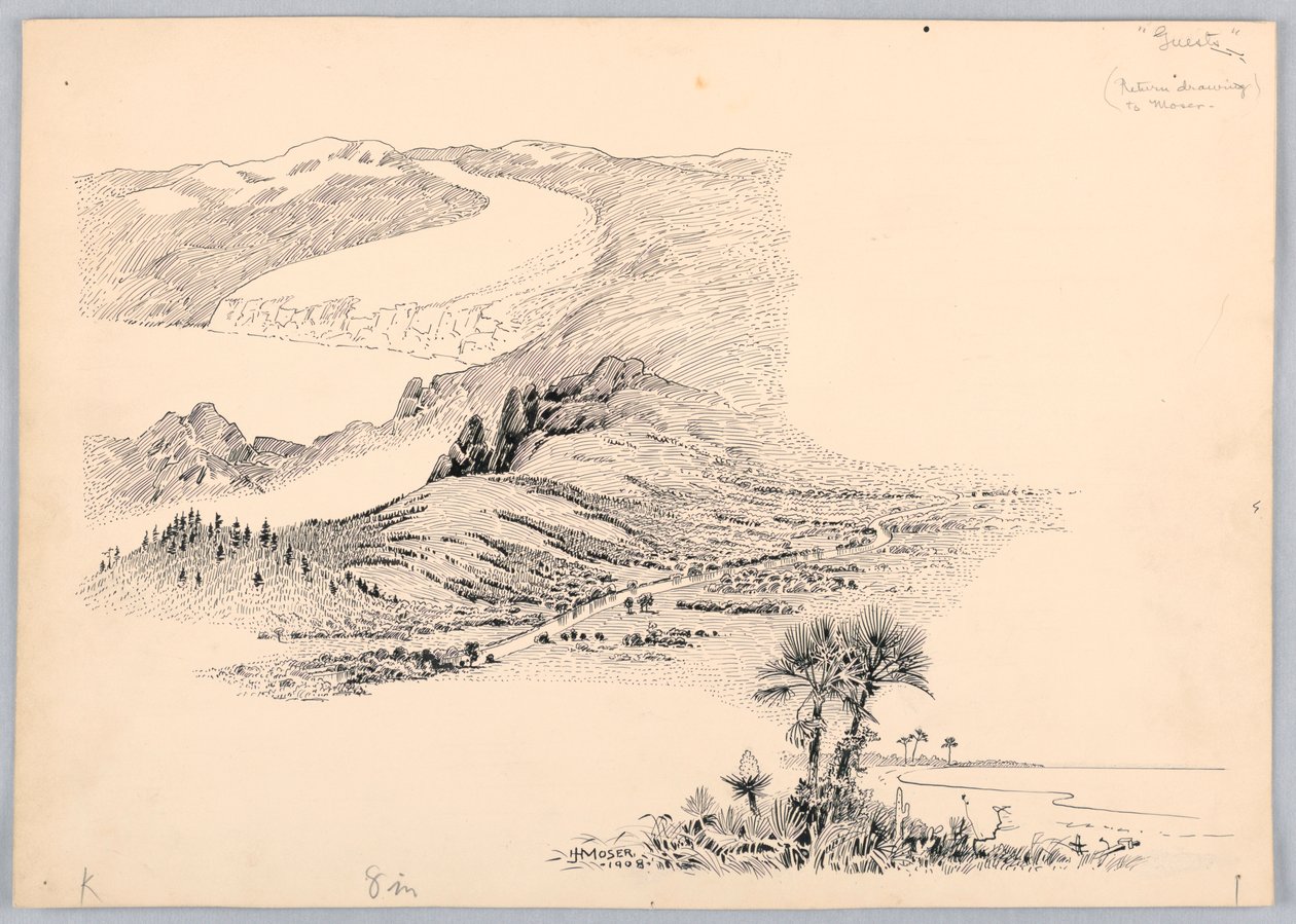 Three Landscapes, Design for Washington Board of Trade Dinner, 13. maj 1908 af James Henry Moser