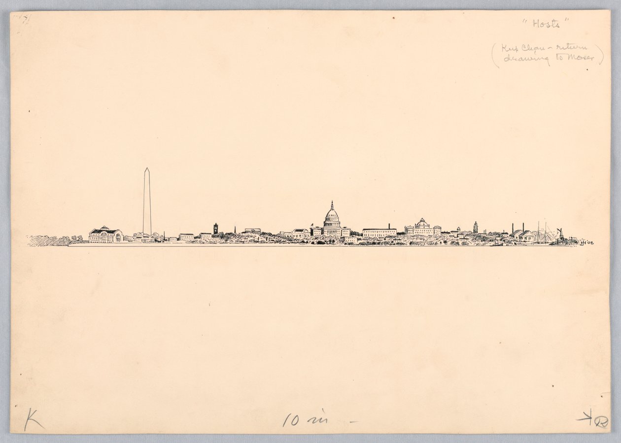 Washington Skyline, Design for Washington Board of Trade Dinner, 13. maj 1908 af James Henry Moser