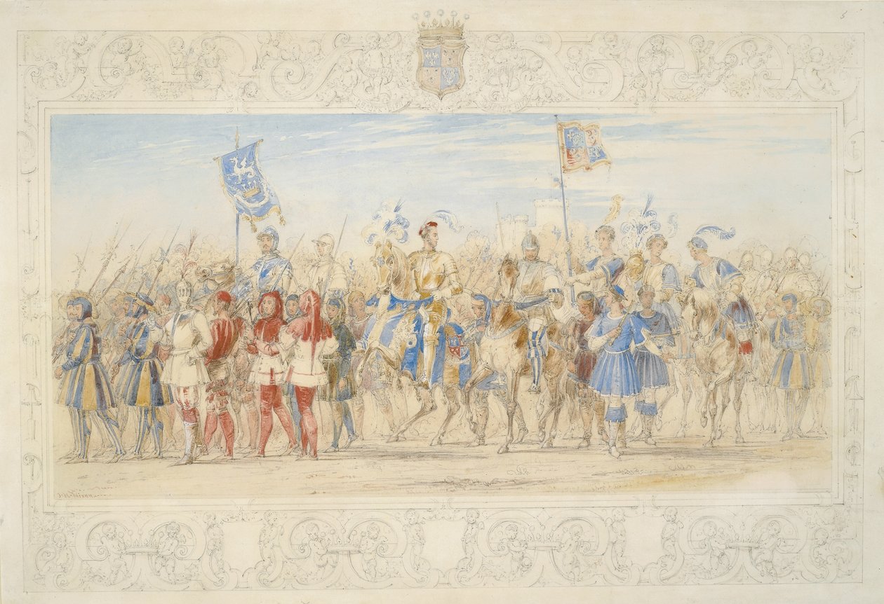 Archibald William Montgomerie, Earl of Eglinton, Lord of the Tournament (blyant, wc og kropsfarve på papir) af James Henry Nixon