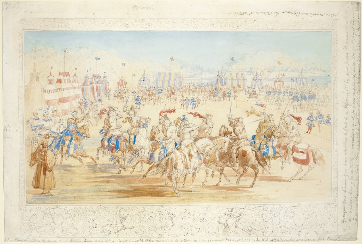 The Melee (nr. 1), 1839 (blyant og wc på papir) af James Henry Nixon