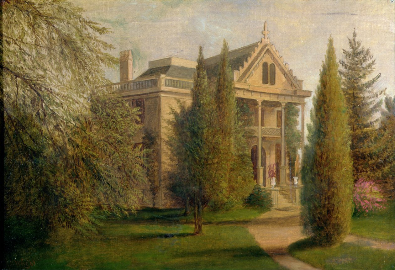 Udsigt over Dungan Manor House, Staten Island, 1876 af James Henry Wright