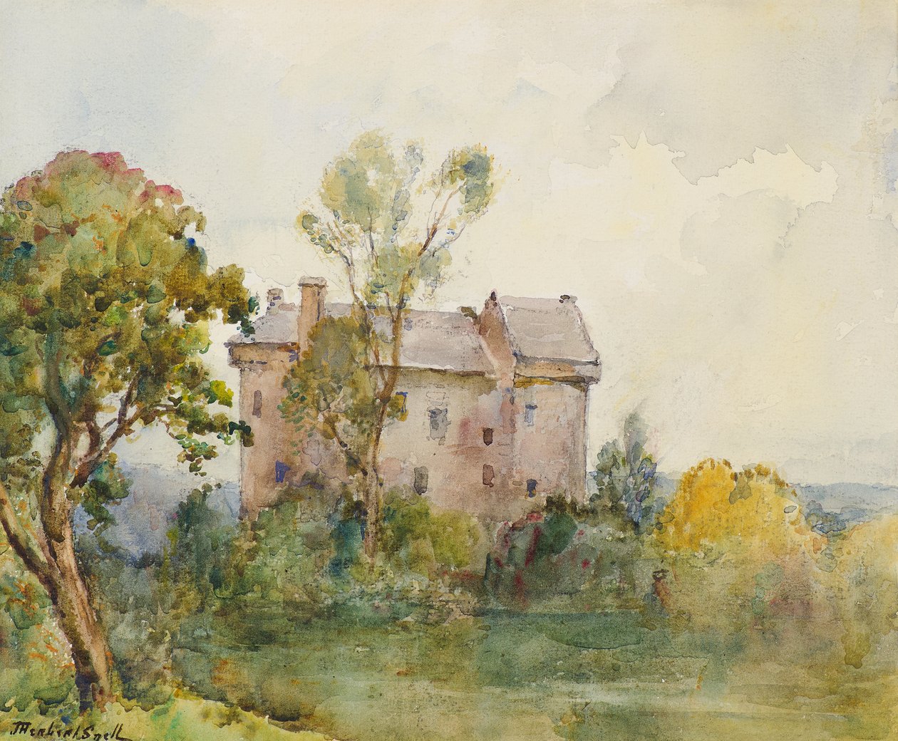 Claypotts Castle (akvarel) af James Herbet Snell