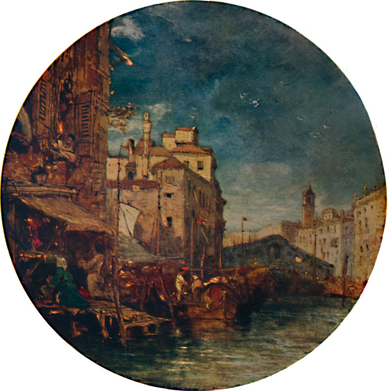 En udsigt over Canal Grande, Venedig, med Rialto i det fjerne, c1850, 1935 af James Holland