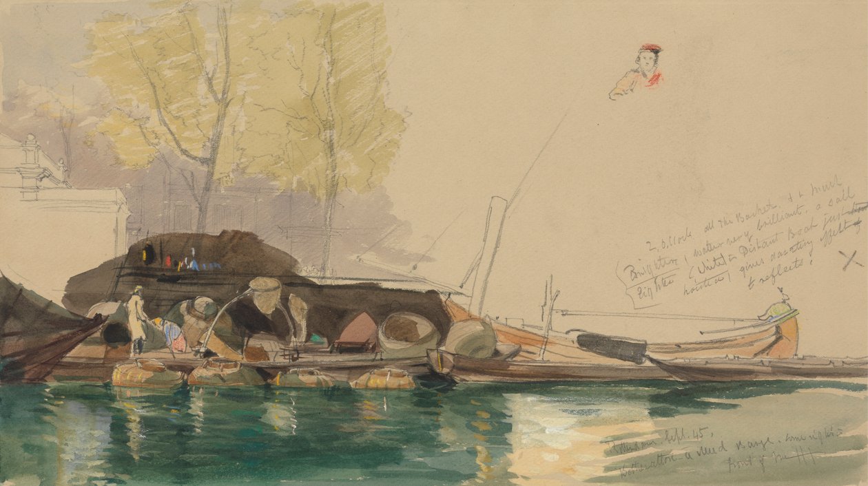 Pramme på en kanal i Rotterdam af James Holland