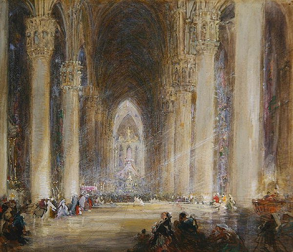 Milanos katedral (akvarel på papir) af James Holland