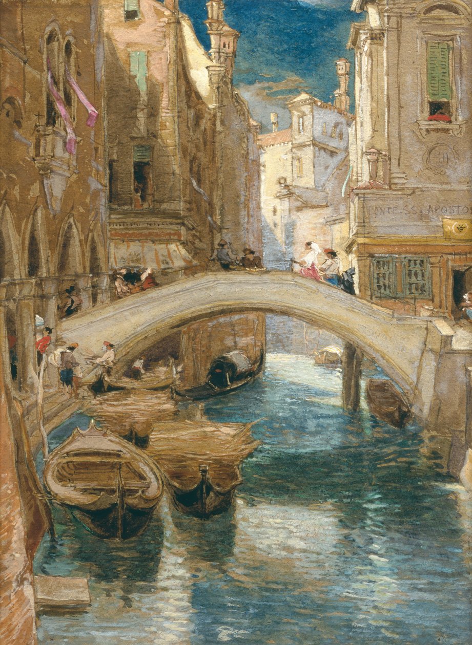 Ponte Santi Apostoli, Venedig (pen, blyant og blæk) af James Holland
