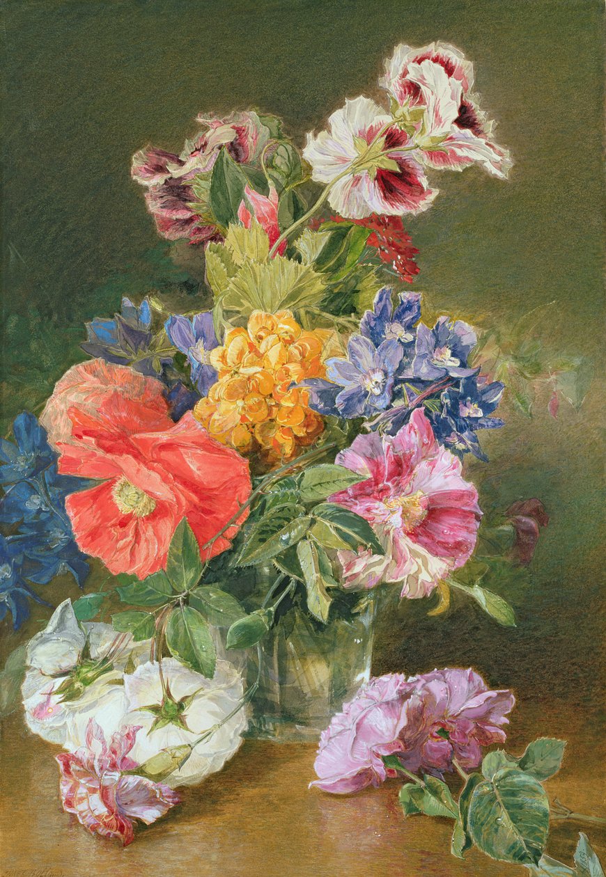 Roser, Valmue og Pelargonia af James Holland