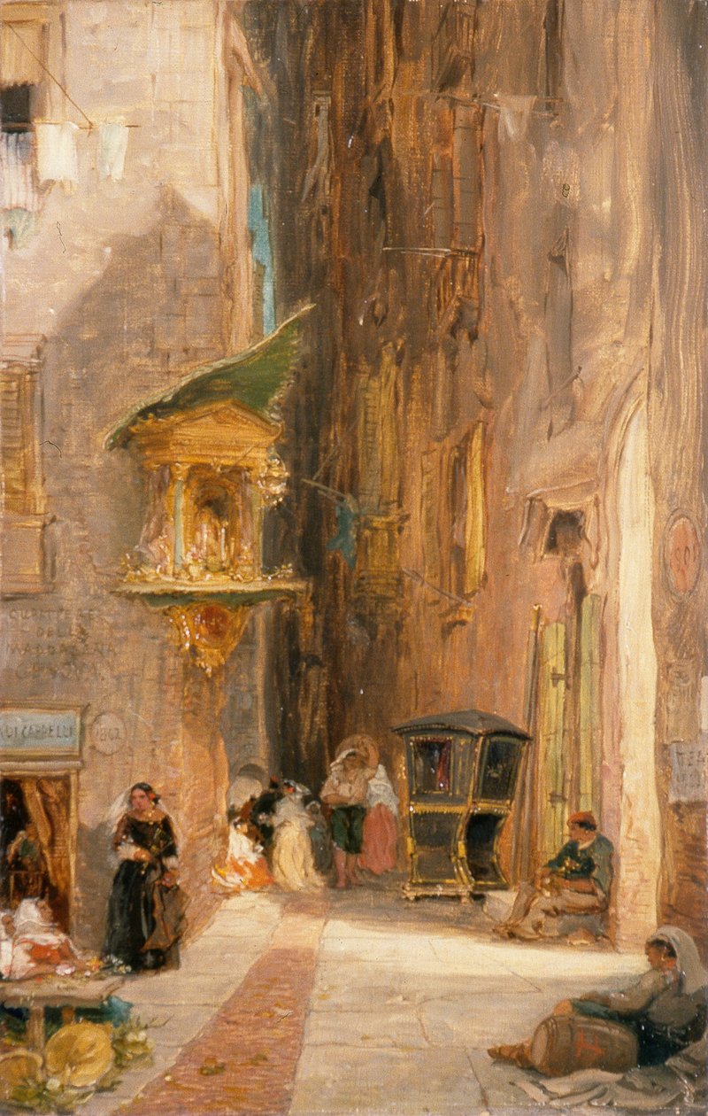 Gade i Genova (olie på lærred) af James Holland
