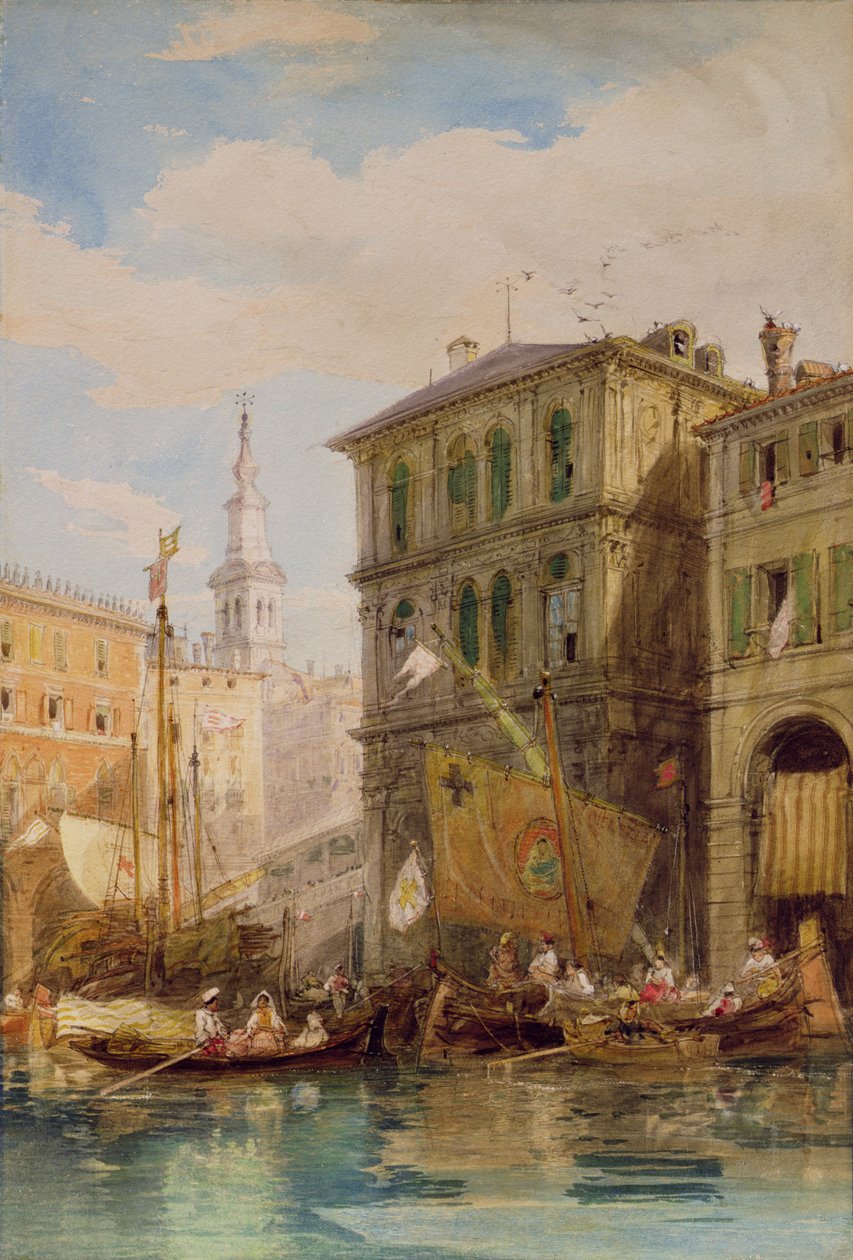 Palazzo Dei Camerlenghi, Venedig, ca. 1835-55 (blyant og akvarel) af James Holland