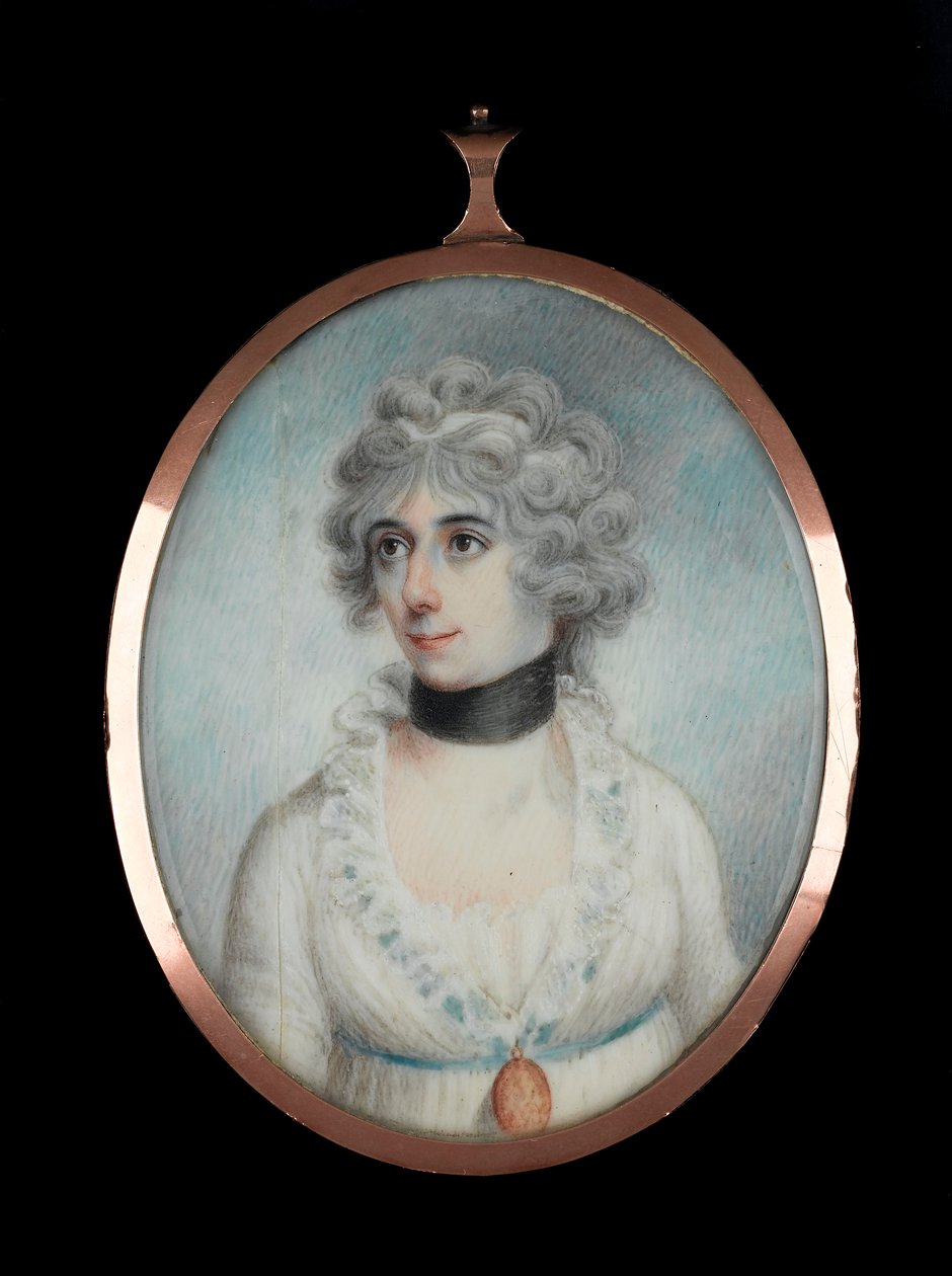 Uidentificeret dame (1801-1881), ca. 1820 (akvarel på elfenben) af James Holmes
