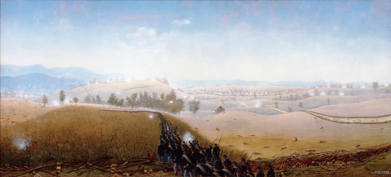 7th Maine rykker frem over lig af sydstatsfolk i 