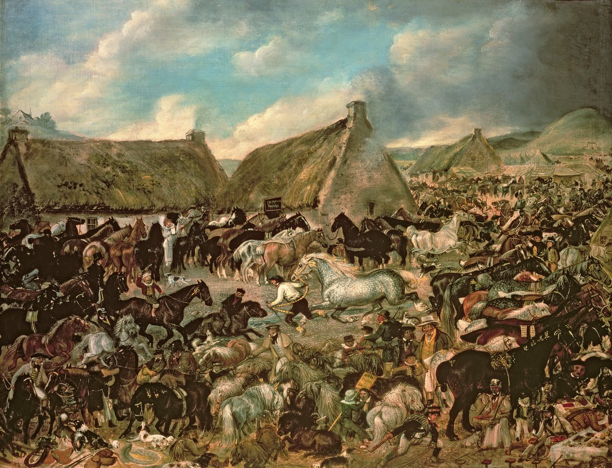 Heste på Skirling Fair af James Howe