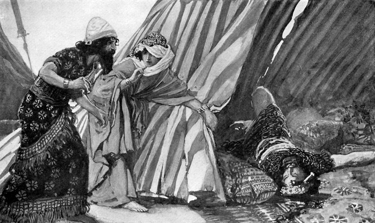 Jael viser Barak den døde Sisera - Bibelen af James Jacques Joseph (after) Tissot