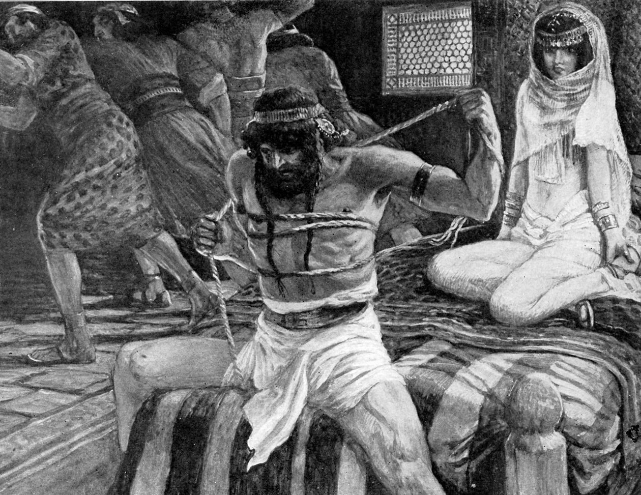 Samson brækker sine snore af J James Tissot - Bible af James Jacques Joseph (after) Tissot