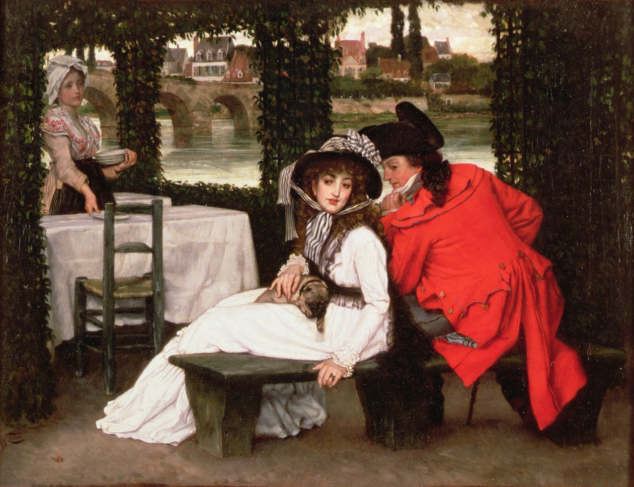 En prøvetur på en Riverside Cafe, ca. 1869 af James Jacques Joseph Tissot