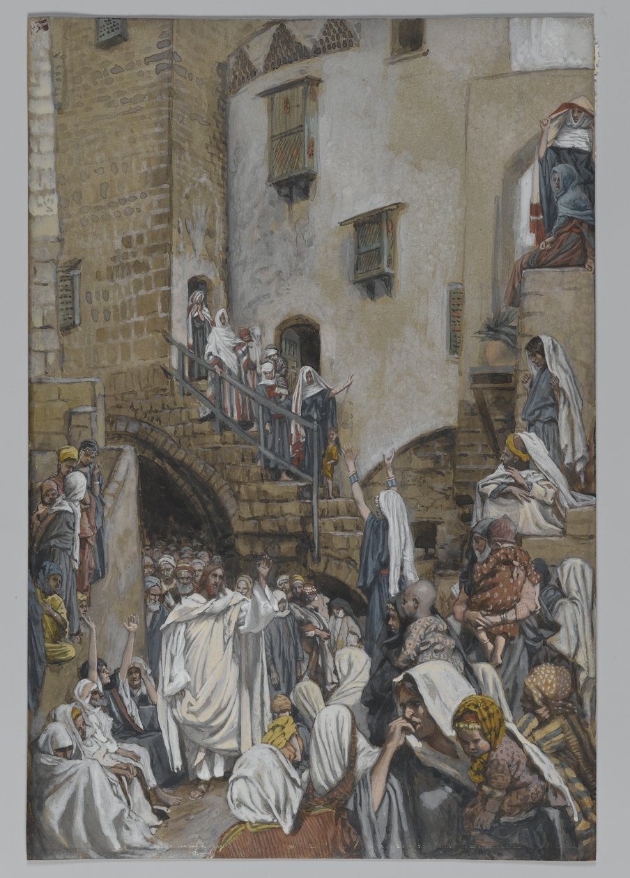 A Woman Cries Out in the Crowd, illustration fra The Life of Our Lord Jesus Christ, 1886-94 (wc over grafit på papir) af James Jacques Joseph Tissot