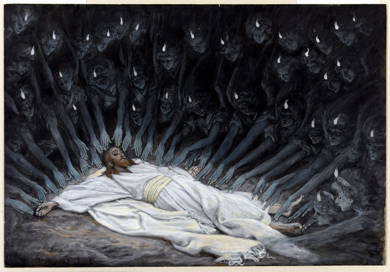 Engle kom og tjente ham, illustration til The Life of Christ, ca. 1886-94 (wc & gouache på pap) af James Jacques Joseph Tissot