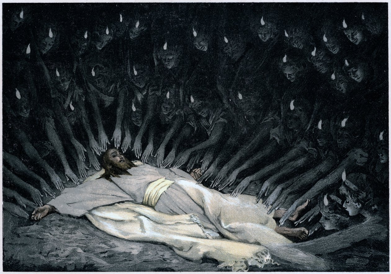 Engle, der tjener Jesus, efter at Djævelen har forladt ham, 1897 af James Jacques Joseph Tissot