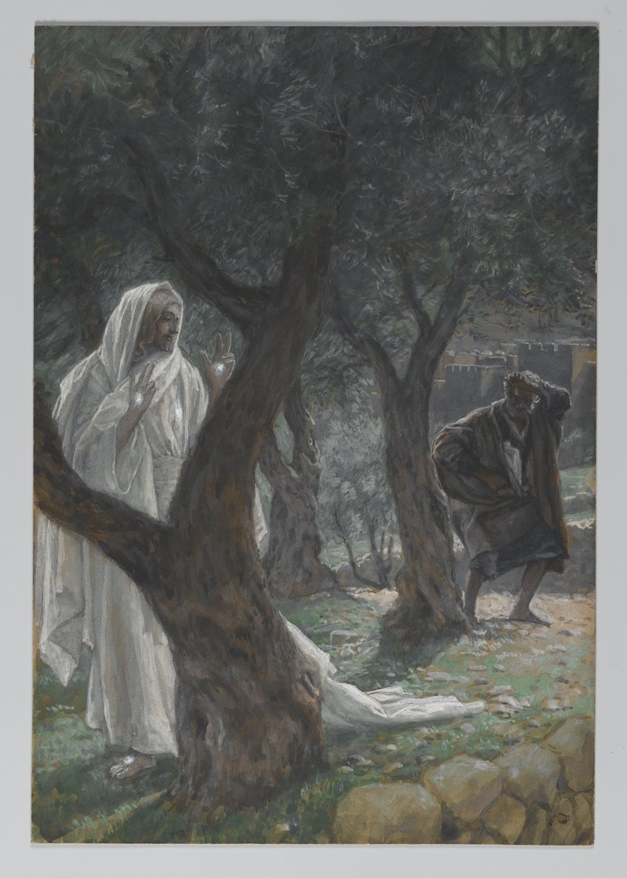 Vor Herres tilsynekomst til Sankt Peter, illustration fra Vor Herre Jesu Kristi liv, 1886-94 (wc over grafit på papir) af James Jacques Joseph Tissot