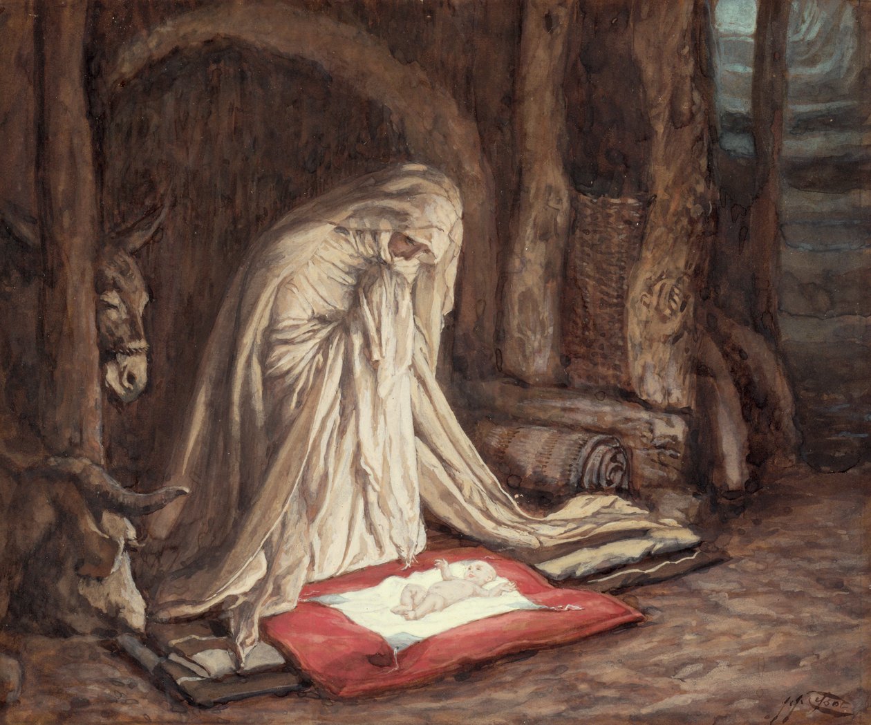 Vor Herre Jesu Kristi fødsel, illustration til The Life of Christ, ca. 1886-94 (gouache på pap) af James Jacques Joseph Tissot