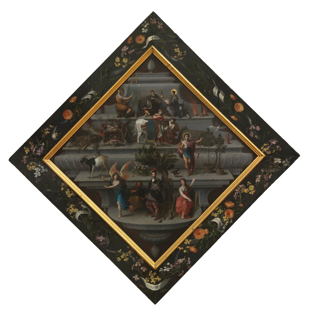 Blazon of the Chambers of Retoric "De Violieren" (olie på panel) af James Jacques Joseph Tissot