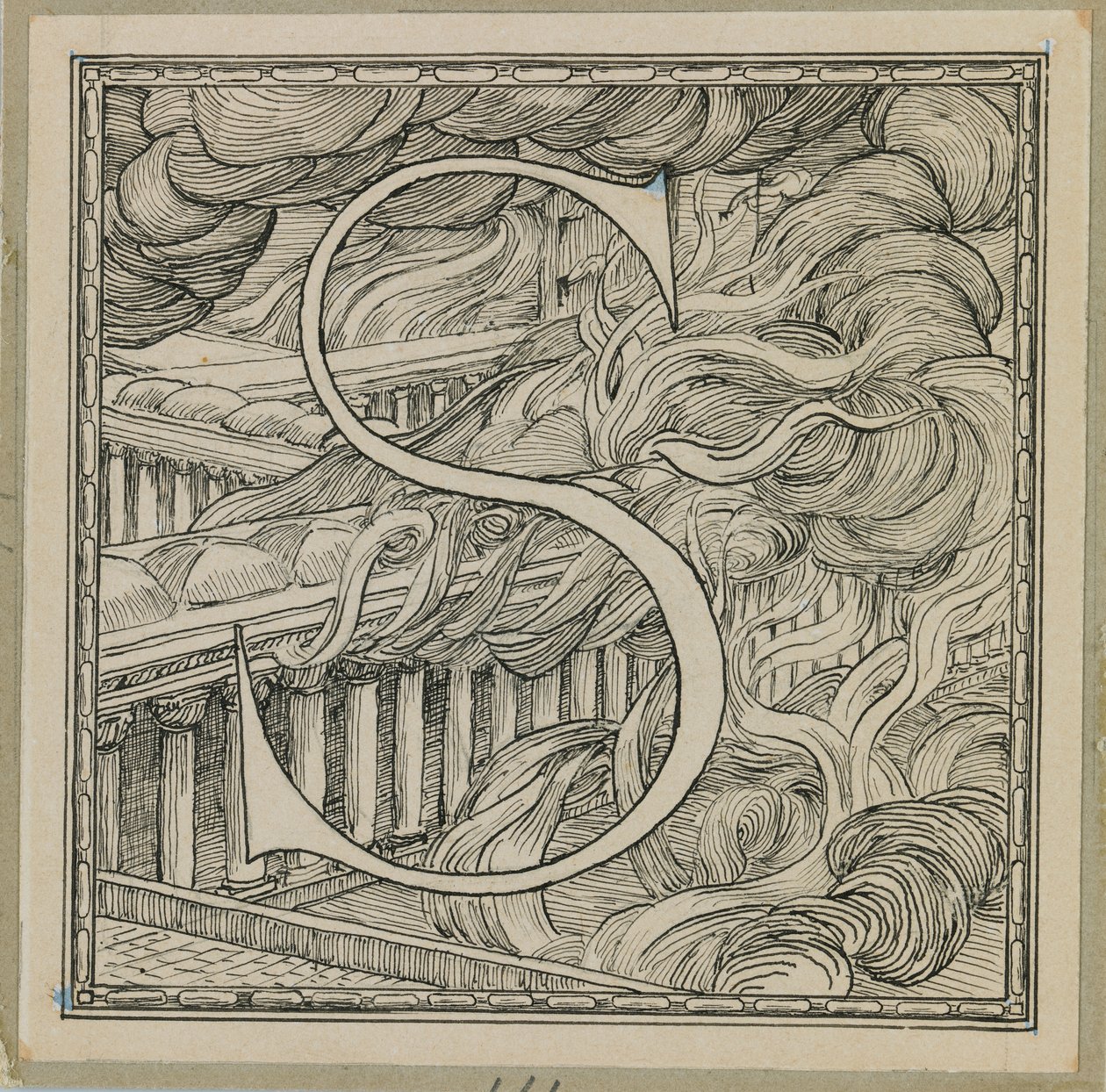 Stort bogstav S, illustration fra Vor Herre Jesu Kristi liv (blæk på papir) af James Jacques Joseph Tissot