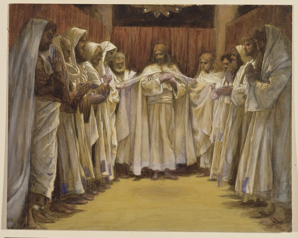 Kristus med de tolv apostle, illustration til The Life of Christ, ca. 1886-96 (gouache på pap) af James Jacques Joseph Tissot
