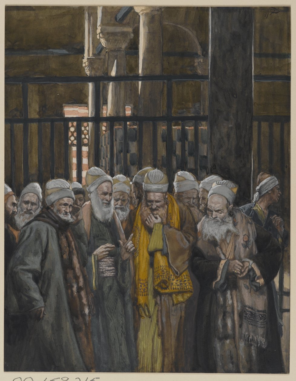 Jødernes sammensværgelse, illustration fra Vor Herre Jesu Kristi liv, 1886-94 (wc over grafit på papir) af James Jacques Joseph Tissot
