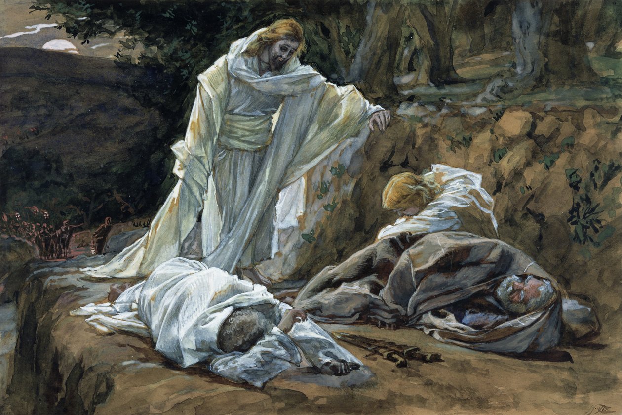 Could Ye Not Watch with Me One Hour?, illustration til The Life of Christ, ca. 1886-94 (wc & gouache på pap) af James Jacques Joseph Tissot