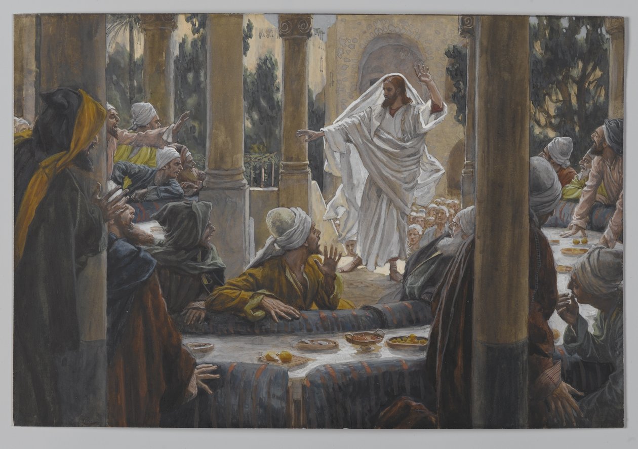 Forbandelser mod farisæerne, illustration fra Vor Herre Jesu Kristi liv, 1886-96 (wc over grafit på papir) af James Jacques Joseph Tissot