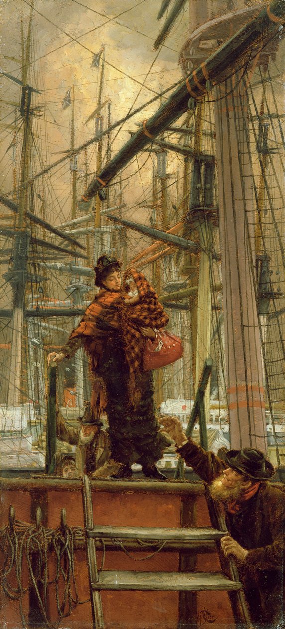 Emigranter, ca. 1879 (olie på papir lagt på panel) af James Jacques Joseph Tissot