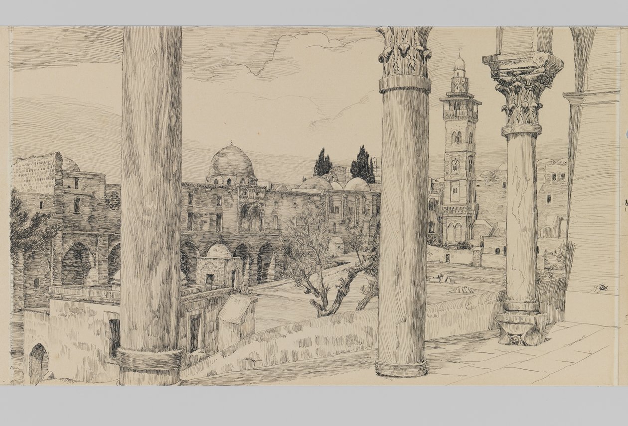 Esplanade of the Haram, illustration fra The Life of Our Lord Jesus Christ (blæk & grafit på pap) af James Jacques Joseph Tissot