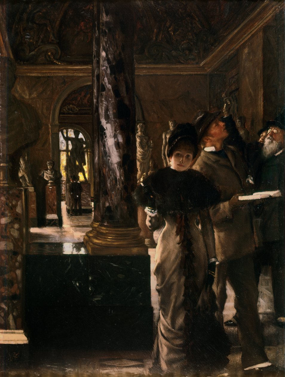 Udenlandske besøgende i Louvre, ca. 1880 af James Jacques Joseph Tissot