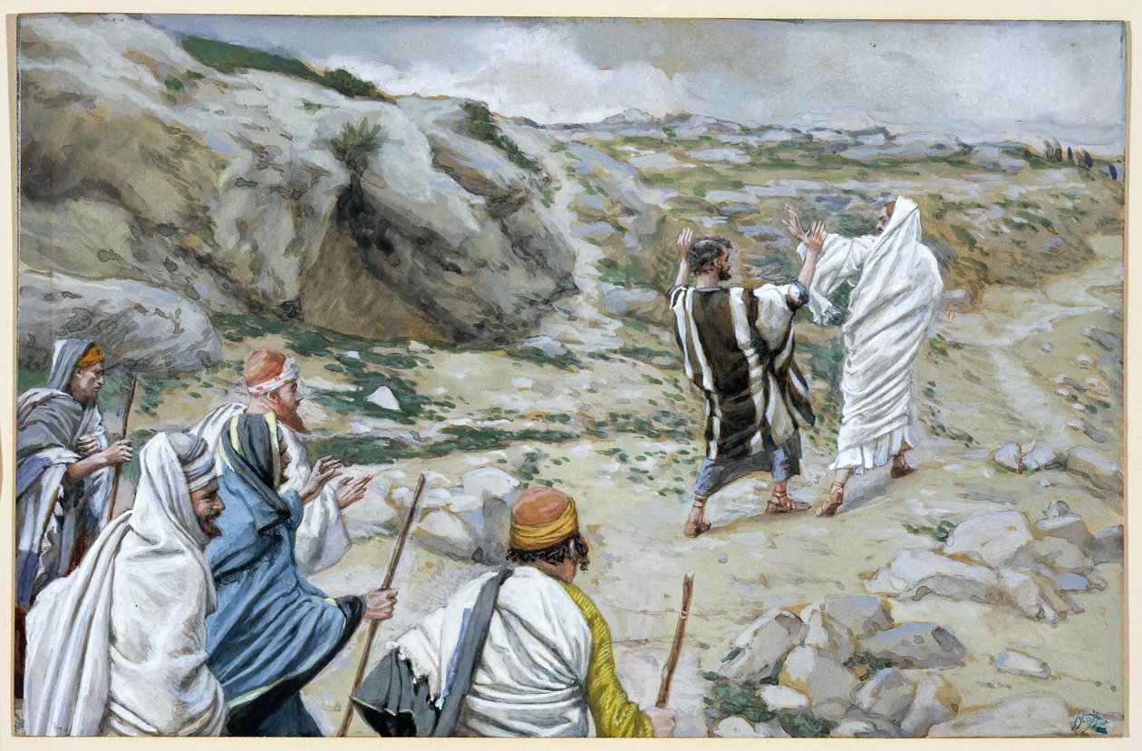 Get Thee Behind Me, Satan, illustration til The Life of Christ, ca. 1886-94 (wc & gouache på pap) af James Jacques Joseph Tissot