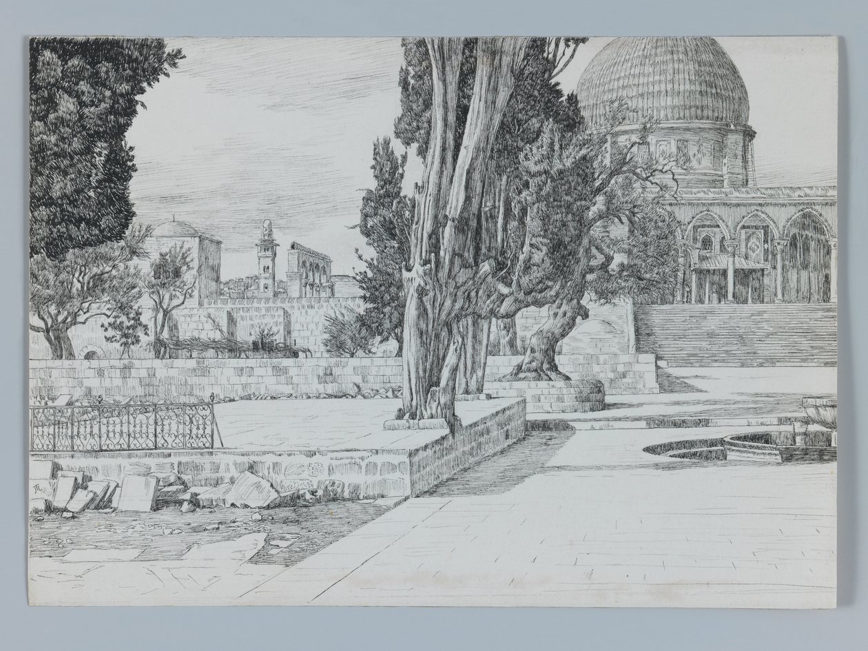 Haram, Moskeen i Es-Sakrah, illustration fra Vor Herre Jesu Kristi liv (pen og blæk på vævet papir) af James Jacques Joseph Tissot
