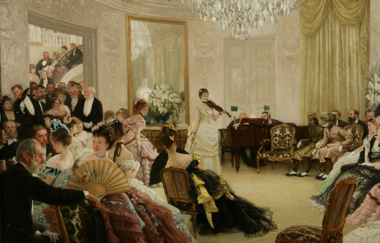 Stille! (Koncerten), ca. 1875 (olie på lærred) af James Jacques Joseph Tissot