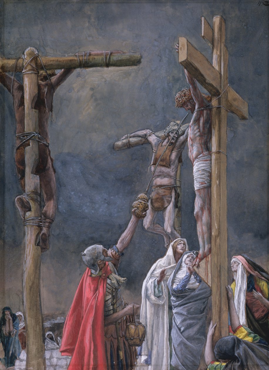 jeg tørster. The Eddike Given to Jesus, illustration til The Life of Christ, ca. 1884-96 (wc & gouache på pap) af James Jacques Joseph Tissot