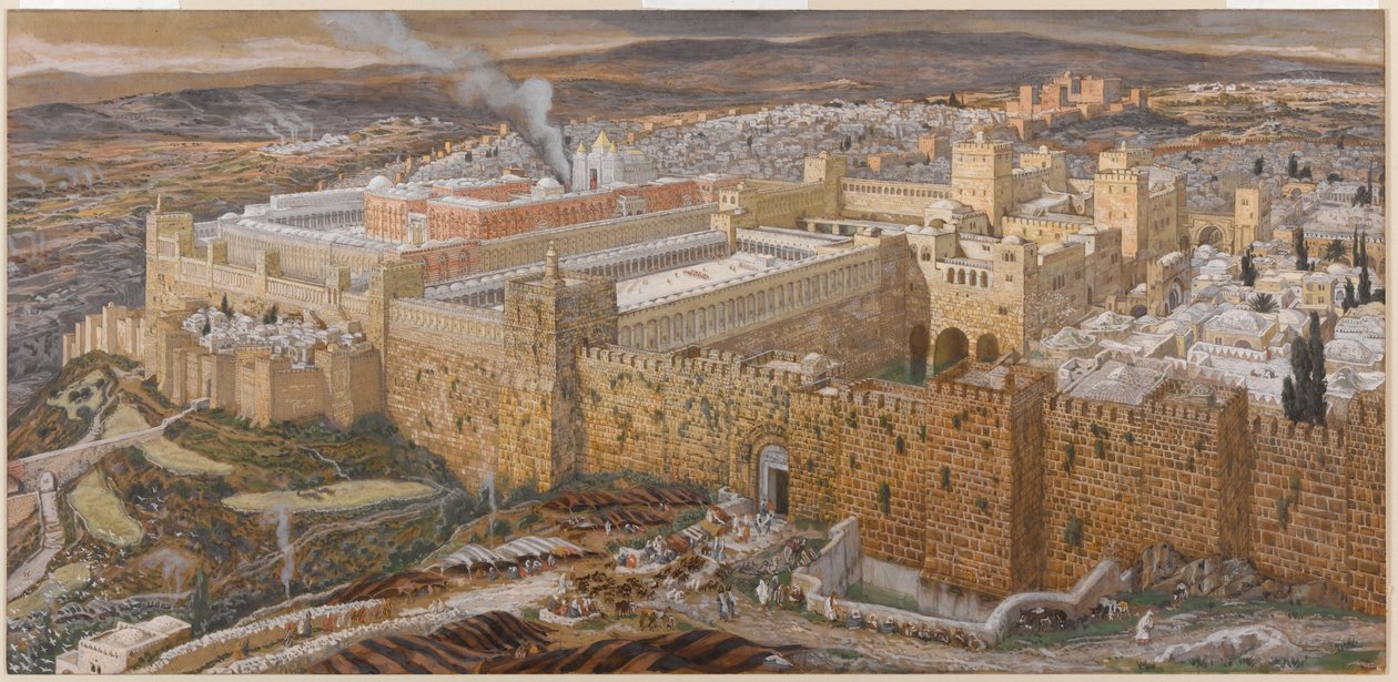 Jerusalem og Herodes Tempel i Vor Herre Tid, illustration fra The Life of Christ, ca. 1886-94 (wc & gouache på pap) (se også 101203) af James Jacques Joseph Tissot