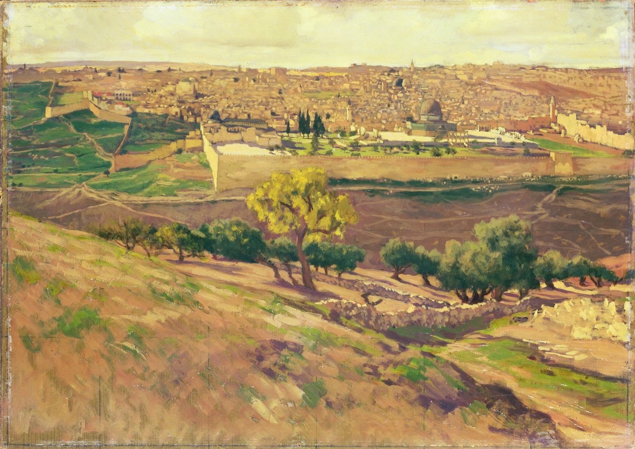 Jerusalem fra Oliebjerget, ca. 1886-96 (gouache på pap) af James Jacques Joseph Tissot