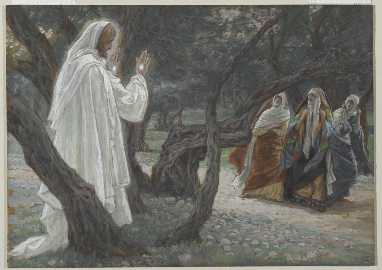 Jesus viser sig for de hellige kvinder, illustration fra Vor Herre Jesu Kristi liv, 1886-94 (wc over grafit på papir) af James Jacques Joseph Tissot