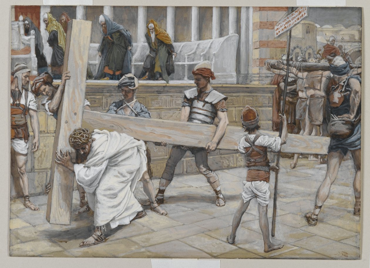 Jesus Bearing the Cross, illustration fra The Life of Our Lord Jesus Christ, 1886-94 (wc over grafit på papir) af James Jacques Joseph Tissot
