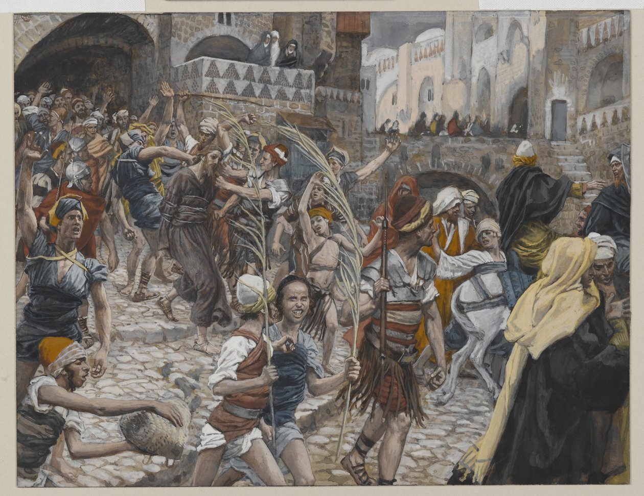 Jesus ledte fra Kaifas til Pilatus, illustration fra Vor Herre Jesu Kristi liv, 1886-94 (wc over grafit på papir) af James Jacques Joseph Tissot