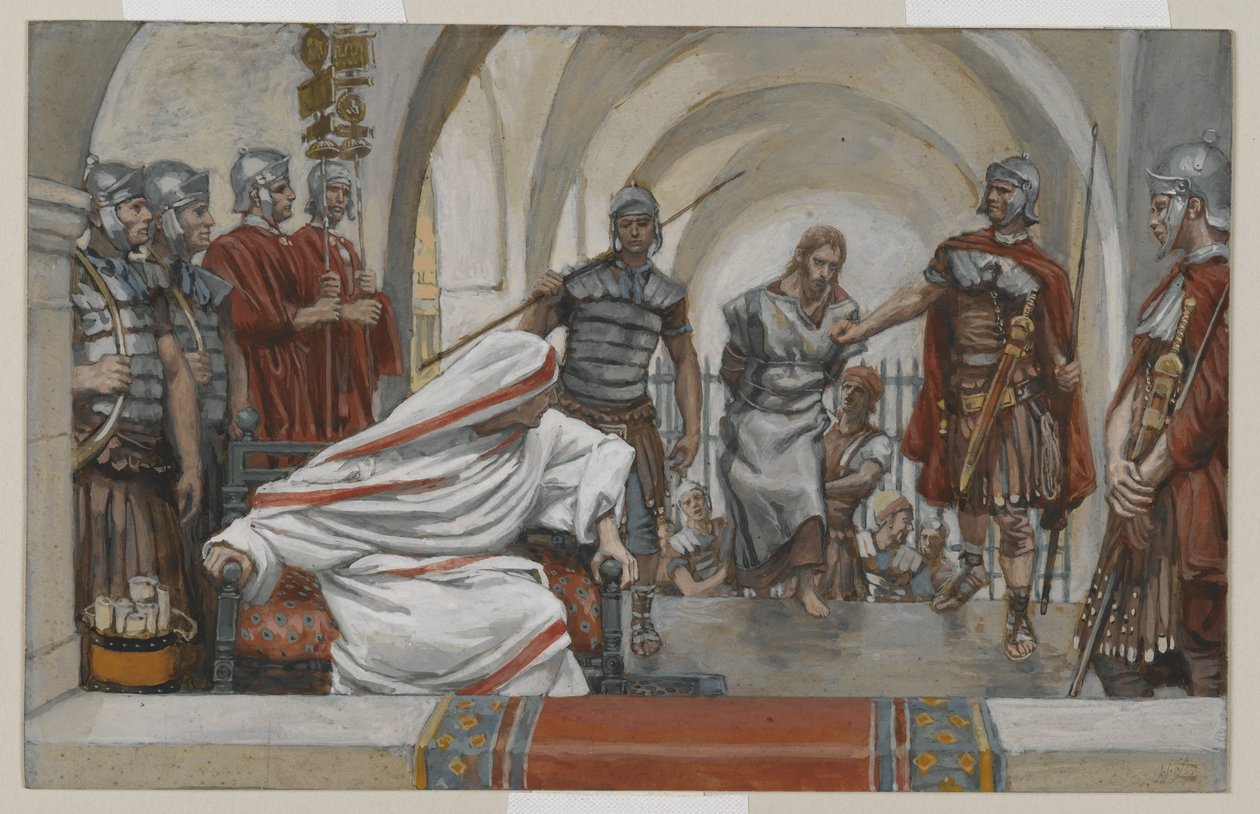 Jesus ledte fra Herodes til Pilatus, illustration fra Vor Herre Jesu Kristi liv, 1886-94 (wc over grafit på papir) af James Jacques Joseph Tissot