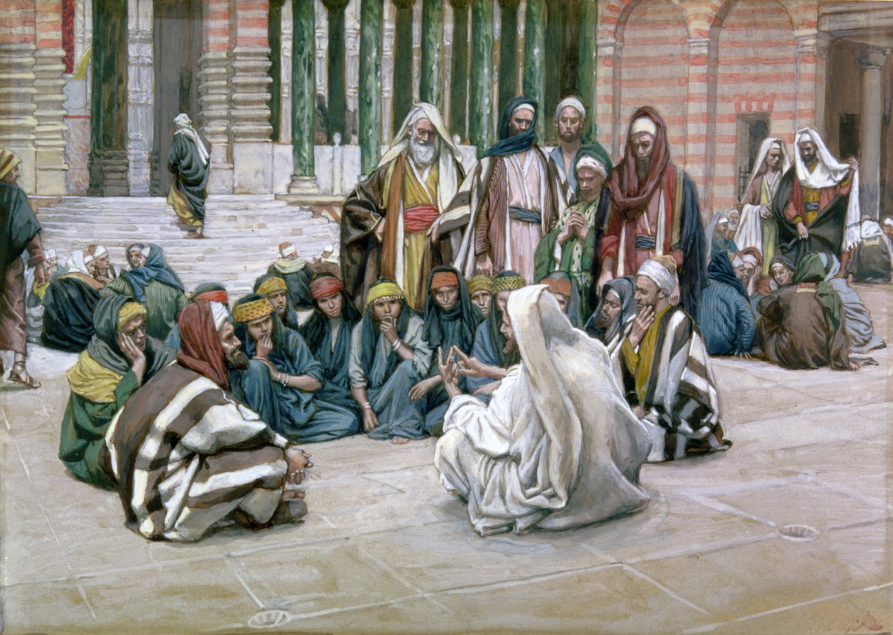 Jesus Speaking in the Treasury, illustration til The Life of Christ, ca. 1886-96 (gouache på pap) af James Jacques Joseph Tissot