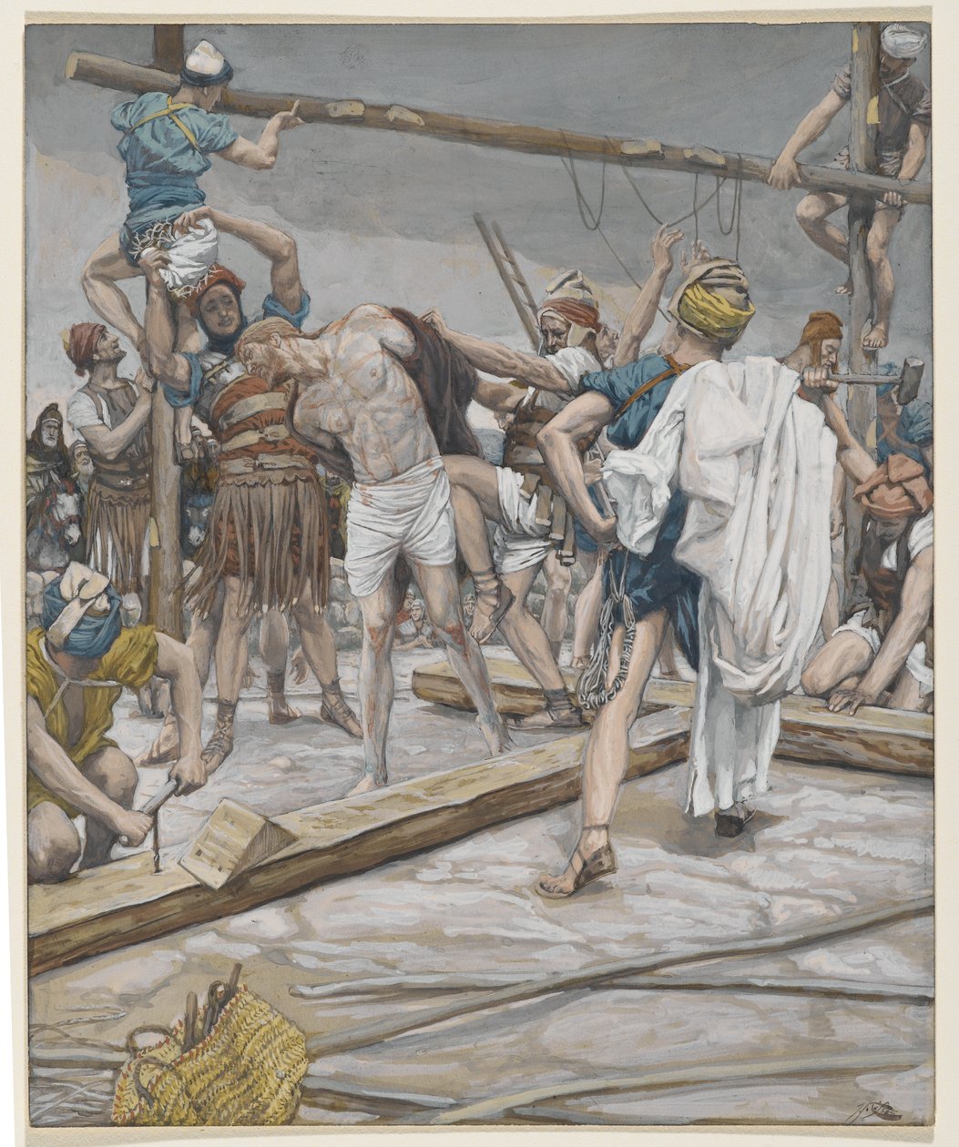 Jesus frataget sit tøj, illustration fra The Life of Our Lord Jesus Christ, 1886-94 (wc over grafit på papir) af James Jacques Joseph Tissot