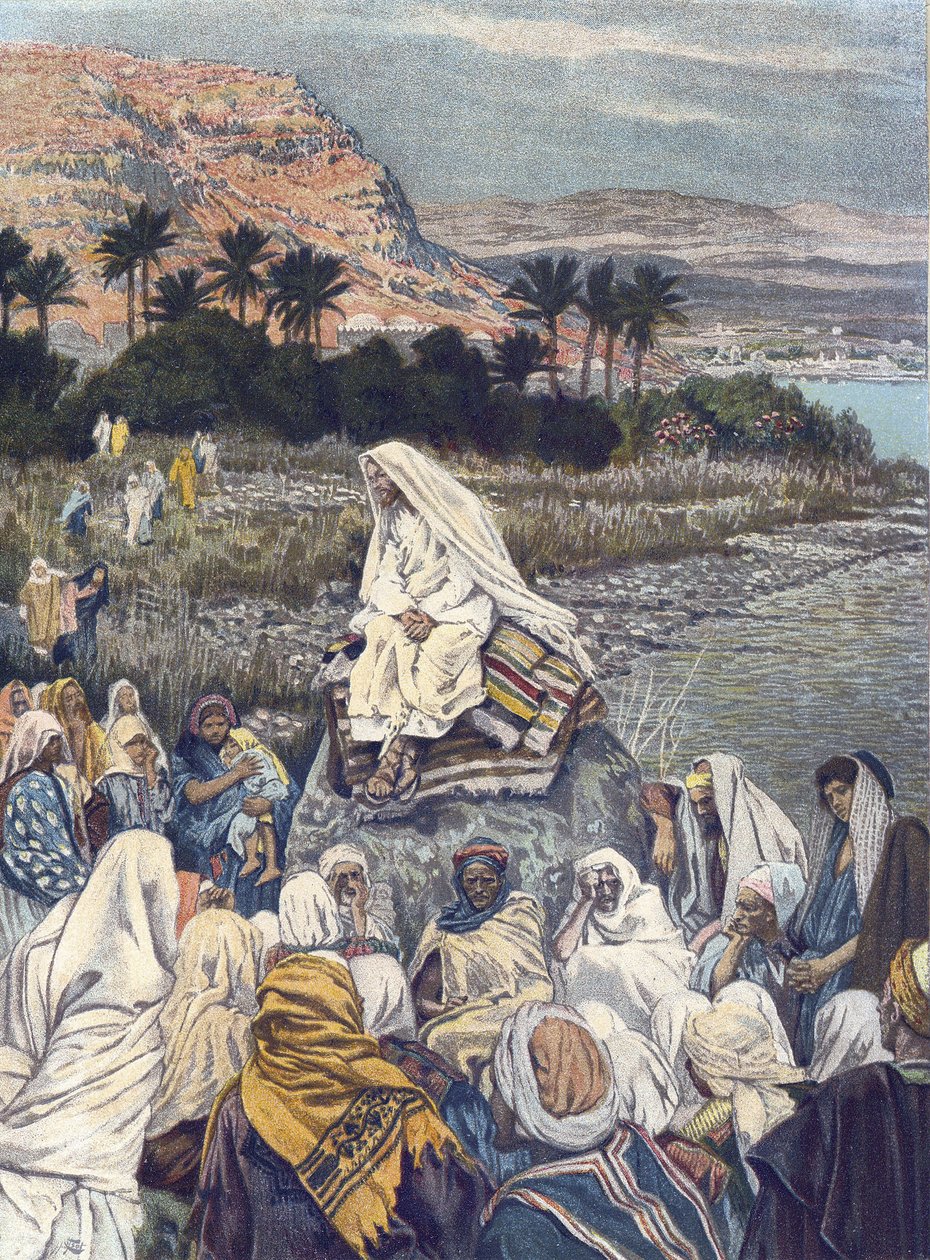 Jesus Teachs on the Shore - Jesus Teaching on the Sea-Shore - fra "" The Life of Our Lord Jesus Christ"" - 1899 af James Tissot - The Life of Our Lord Jesus Christ, af Jacques Joseph (Jacques Joseph) Tissot dit James Tissot (1836-1902) af James Jacques Joseph Tissot