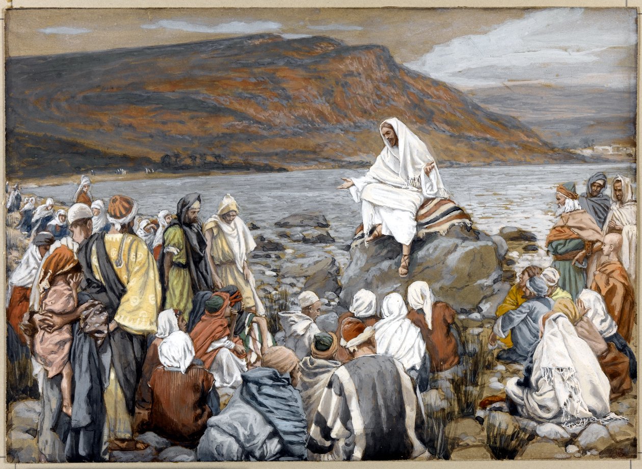 Jesus Teaches the People by the Sea, illustration til The Life of Christ, ca. 1886-96 (ugennemsigtig akvarel over grafit på gråt vævet pap) af James Jacques Joseph Tissot